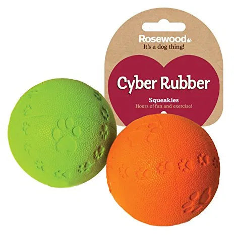 Rosewood Cyber Rubber Squeak Ball - Red